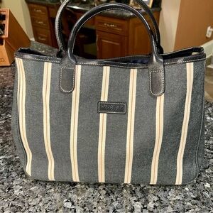 NWOT Longchamp inspired navy/off-white/red striped tote bag
